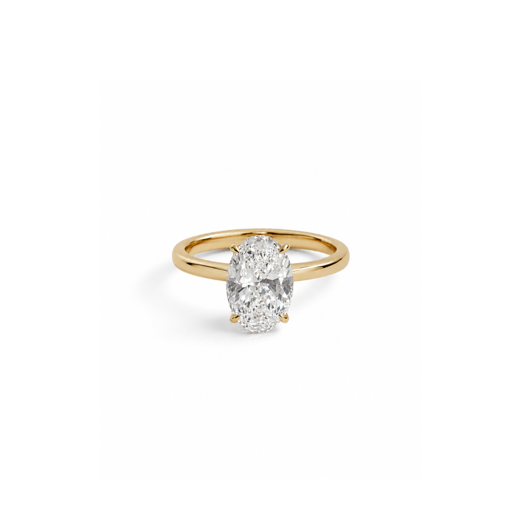 Anel Solitário Oval em Diamante Lab - 2ct