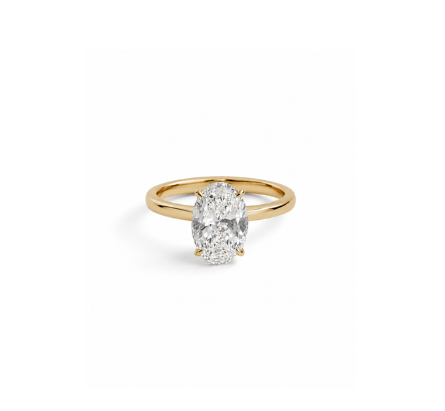 Anel Solitário Oval em Diamante Lab - 2ct