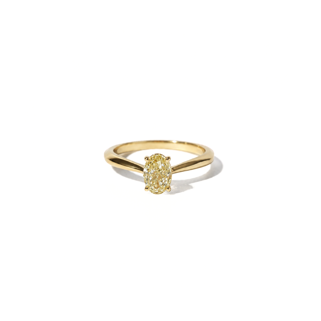 Anel Oval Fancy Yellow em Diamante Lab - 1,00ct