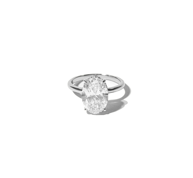 Anel Solitário Oval em Diamante Lab - 4ct