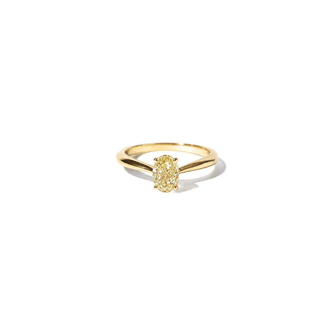 Anel Oval Fancy Yellow em Diamante Lab - 1,00ct
