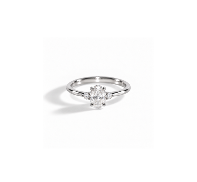 Anel Trilogy Oval em Diamante Lab - 1,10ct (total)