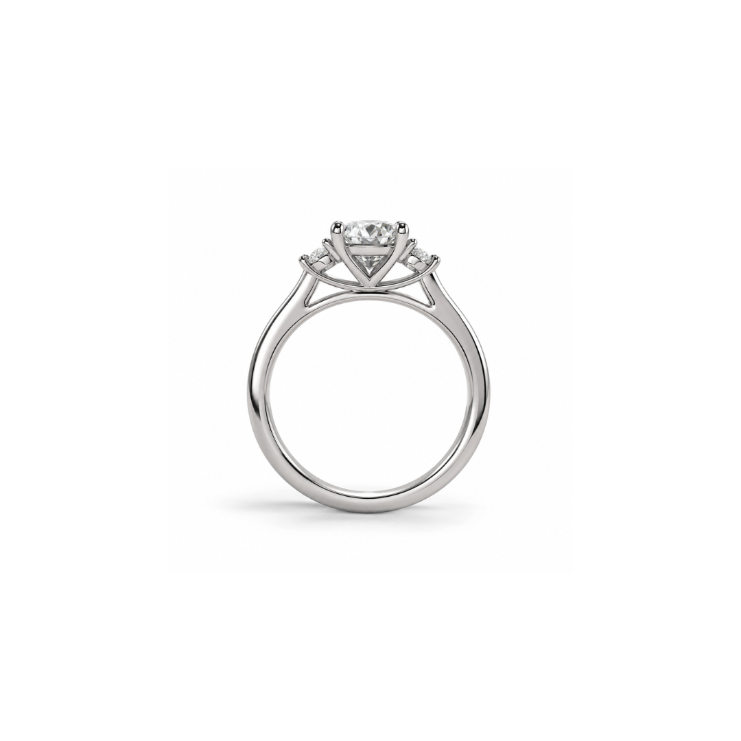 Anel Trilogy Oval em Diamante Lab - 1,10ct (total)