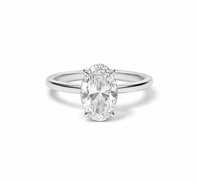 Anel Solitário Oval em Diamante Lab - 2ct