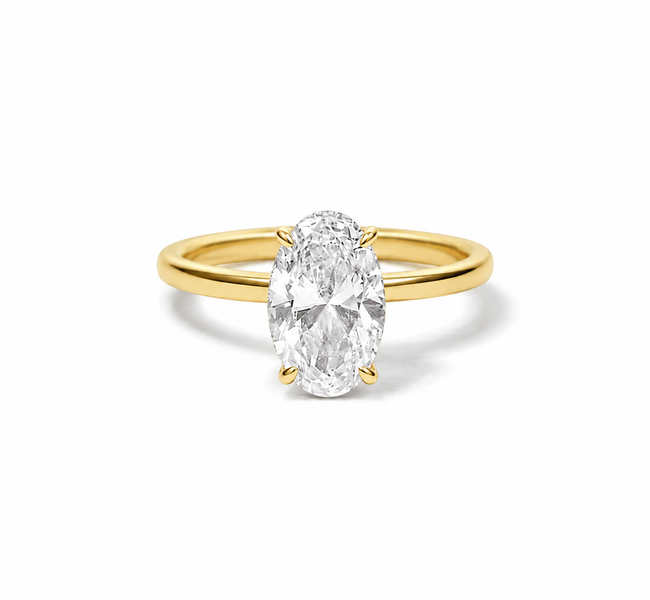 Anel Solitário Oval em Diamante Lab - 2ct