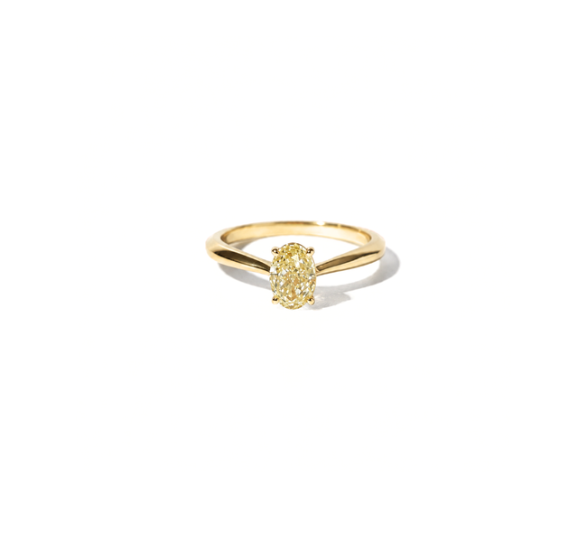Anel Oval Fancy Yellow em Diamante Lab - 1,00ct