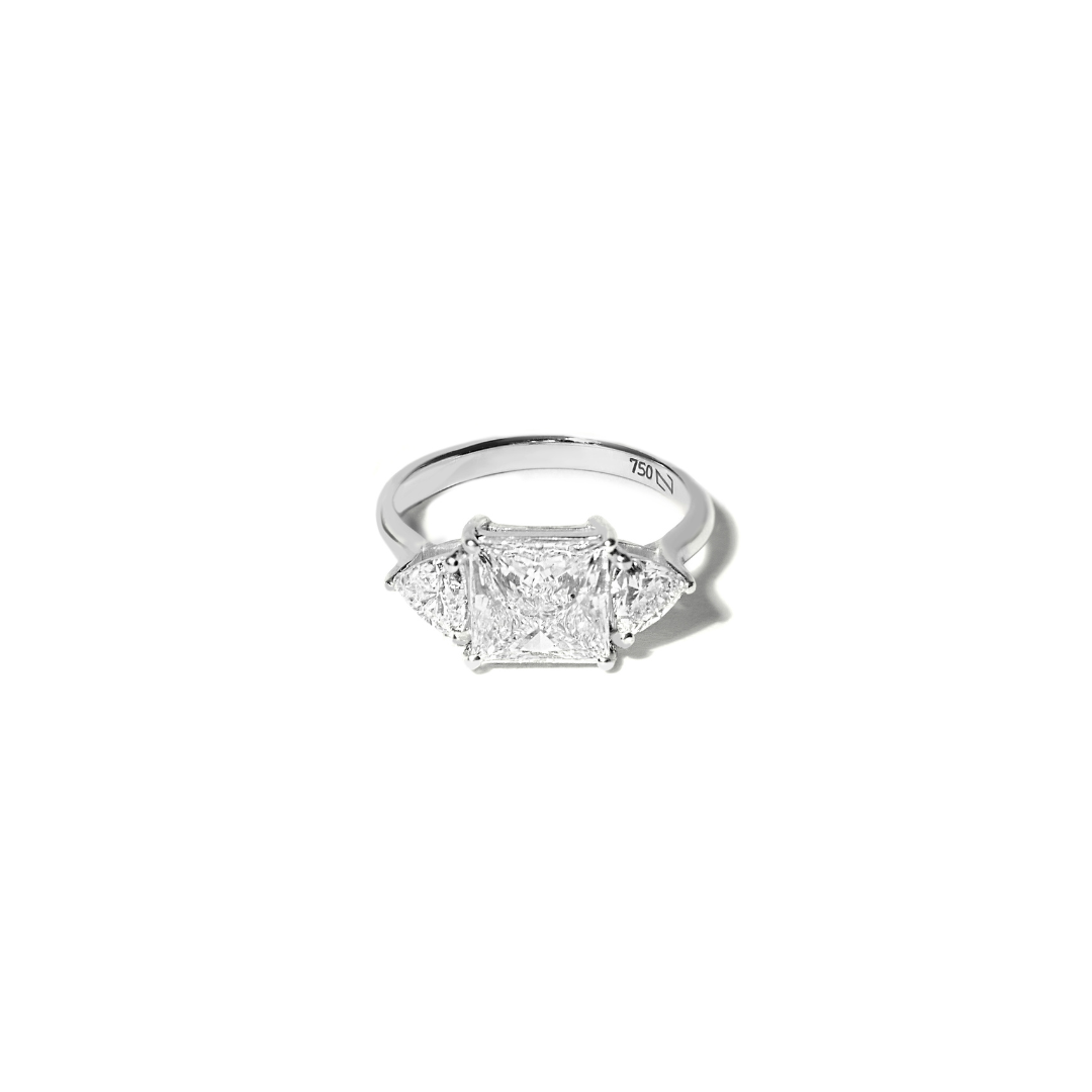 Anel Trio Princess em Diamante Lab - 2ct
