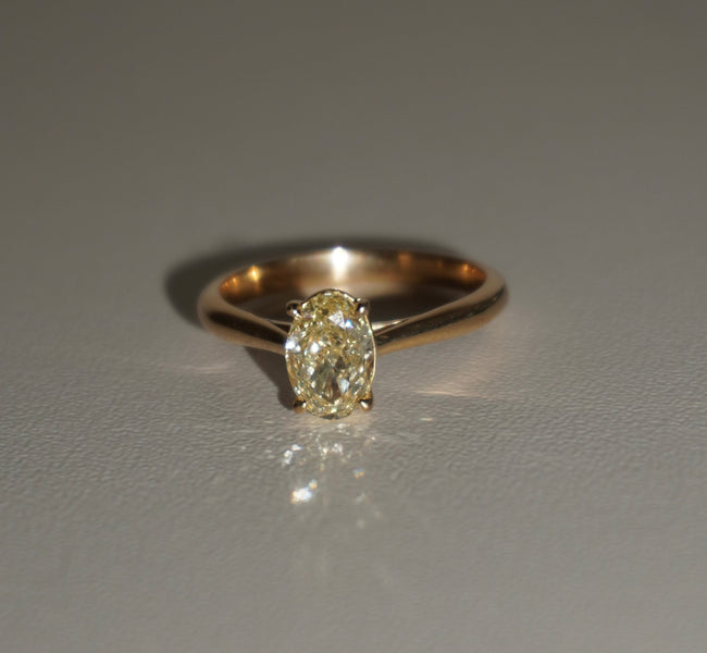 Anel Oval Fancy Yellow em Diamante Lab - 1,00ct