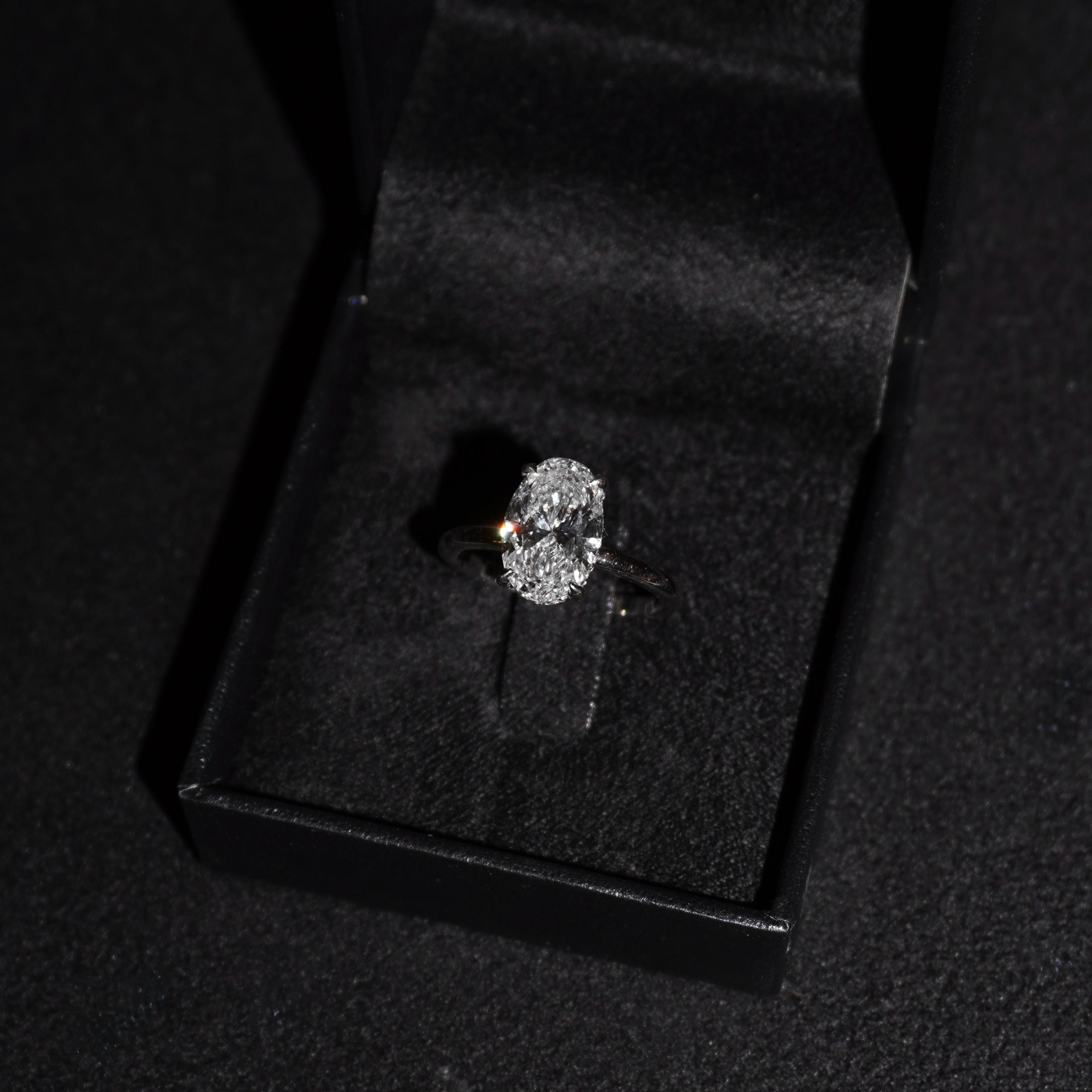 Anel Solitário Oval em Diamante Lab - 2ct