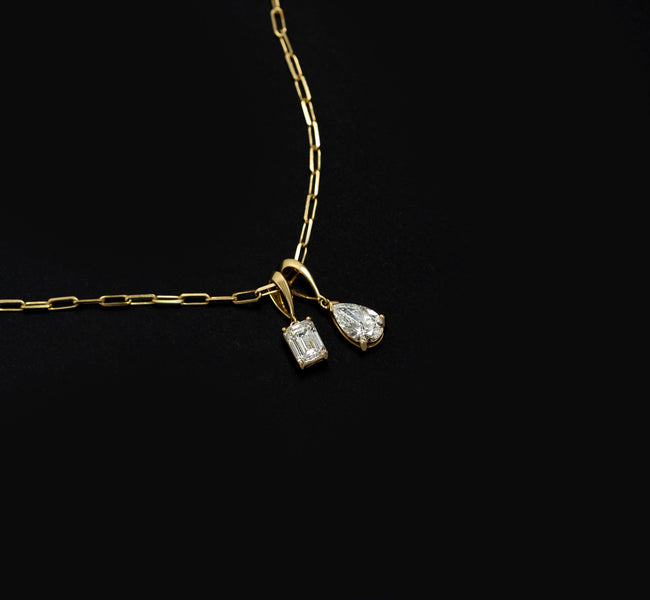 Colar e Pingente Marquise Emerald em Diamante Lab - 1ct