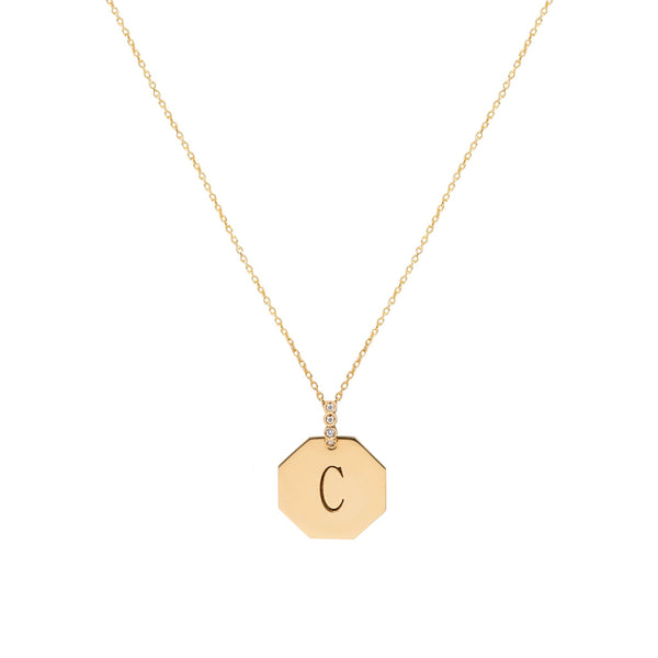 Colar Letter com diamantes - Colar de plaquinha com Diamantes Lab Grown ...